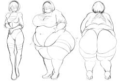 1girls ass bbw belly blindfold breasts chubby clothing fat fat_ass female female_only grabbing_belly hairband huge_ass huge_belly huge_breasts kalalartist light-skinned_female light_skin monochrome morbidly_obese nier nier:_automata obese overweight short_hair sketch solo weight_gain white_hair yorha_2b