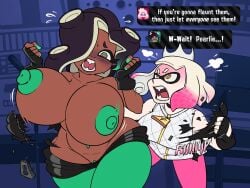 a-gal agal1502 assisted_exposure breasts_out huge_breasts marina_(splatoon) pearl_(splatoon) splatoon tagme torn_clothes