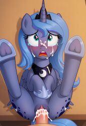 ai_generated alicorn clitoris crying cum cum_on_face female forced hasbro hooves horse interspecies male mare missionary_position my_little_pony my_little_pony_friendship_is_magic offscreen_character offscreen_male open_mouth partial_male pony pov princess_luna_(mlp) rape sex tears_of_pain uncensored vaginal_penetration wings zoophilia