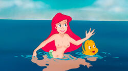 accurate_art_style ariel breasts disney disney_princess edit flounder nipples screenshot screenshot_edit the_little_mermaid thekokomosan