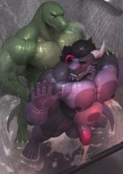 adelthelizard against_surface anthro anthro_on_anthro anthro_penetrated anthro_penetrating anthro_penetrating_anthro balls bathing big_muscles big_penis black_hair bodily_fluids cum cum_in_ass cum_inside cum_pooling cum_while_penetrated dragon duo earthist excessive_cum excessive_genital_fluids from_behind_position genital_fluids genitals green_body green_scales grey_body grey_scales grin hair horn humanoid_genitalia humanoid_penis inflation inflation lizard male male/male male_penetrated male_penetrating male_penetrating_male musclegut muscular muscular_male mythological_creature mythological_scalie mythology nipples non-mammal_balls non-mammal_nipples nude on_glass pecs penetration penis reptile scales scalie sex shower shower_sex showering smile standing standing_sex tail teeth thick_penis vein veiny_penis water wet