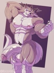 1boy abs anthro anthro_only anthrofied arm_behind_head arm_up armpit_hair armpits artist_name balls bara barazoku big_penis blue_eyes canid canine chest_tuft erection finger_heart fur furry furry_only gay genitals grrr heart humanoid_genitalia humanoid_penis inayurinko looking_at_viewer lycanroc male male_lycanroc male_nipples male_only muscles muscular muscular_male naked narrowed_eyes navel nintendo nipples nude nude_male oerba_yun_fang pecs penis pokemon pokemon_(species) precum precum_drip pubic_hair solo solo_focus solo_male sweatdrop tail thick_thighs thighs