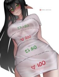 dark_hair green_eyes hanaelward03 layna_lazar retweet_challenge sheer_clothing