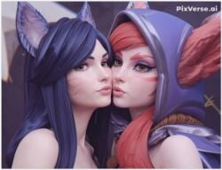 2girls ahri ai_generated couple couple_(romantic) girl_on_girl league_of_legends lesbian_couple lovers vastaya xayah yuri