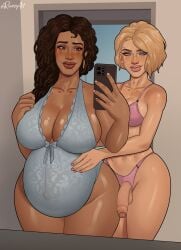 1futa 1girl1futa 1girls big_ass big_breasts big_penis big_thighs big_tits blonde_hair blue_eyes brown_eyes brown_hair futa_wife futanari gwen_stacy gwen_stacy_(spider-verse) hips latina latina_milf lingerie marvel mother non_canon penis pregnant pregnant_female rio_morales rocner smile spider-man:_across_the_spider-verse spider-man:_into_the_spider-verse thighs