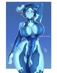 1girls 2d 2d_(artwork) arm_up big_breasts blue_body blue_hair blue_skin bob_cut breasts cortana digital_drawing_(artwork) digital_media_(artwork) halo_(series) high_resolution highres hourglass_figure motion_lines pose posing simple_background smile smiling smiling_at_viewer solo solo_female spartandoodles thick_thighs thighs toned video_games