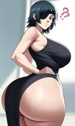 ai_generated black_dress bubble_ass bubble_butt chainsaw_man d-art_style dress female himeno_(chainsaw_man) huge_ass pixelsin