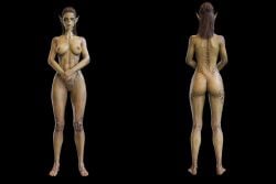 1girls 3d ass baldur's_gate baldur's_gate_3 breasts brown_hair completely_nude completely_nude_female dungeons_and_dragons front_and_back githyanki green_skin lae'zel medium_breasts medium_hair naked naked_female nipples nude nude_female pussy vagina yellow_eyes zeneox