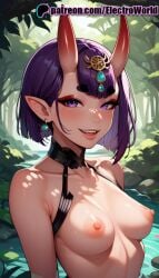 1girls abs ai_generated areola areolae bare_shoulders blush breasts electroworld fate/grand_order fate_(series) female female female_focus female_only highres horns inviting_to_sex nipples nude nude_female presenting purple_hair shiny_skin shuten_douji_(fate) solo solo_focus sweat sweatdrop thighs uncensored upper_body voluptuous voluptuous_female wet