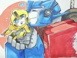 bumblebee_(transformers) male optimus_prime tagme