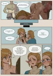 1girls 2d 2d_(artwork) 2d_artwork 3boys after_sex animal_penis ass blonde_hair blue_eyes breasts breath_of_the_wild character_in_background comic comic_page cum cum_in_pussy cum_on_body defeated dialogue elf elf_ears english english_text face_down_ass_up femsub from_behind ganondorf ganondorf_(tears_of_the_kingdom) green_skin hetero horse horse_penis horsecock humiliation large_ass large_breasts link link_(breath_of_the_wild) maledom nipples nude princess_zelda rape secretly_loves_it short_hair straight tears_of_the_kingdom text the_legend_of_zelda the_legend_of_zelda:_tears_of_the_kingdom vaginal_penetration wjs07 zelda_(tears_of_the_kingdom) zoophilia