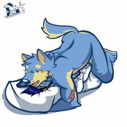 2017 all_fours animated anthro blush body_pillow canine dakimakura_design dakimakura_pillow loop male male_only mammal nude open_mouth pillow scar shiba_inu simple_background solo tailwag ventkazemaru white_background