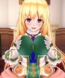 3d animated blonde_hair blue_eyes breasts custom_maid_3d_2 dress fully_clothed gloves invisible_man neptunia_(series) no_sound open_mouth paizuri penis vert very_long_hair video