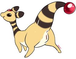 ampharos anus female looking_back maim nintendo pokemon pokemon_(species) pussy raised_tail simple_background smile solo video_games white_background