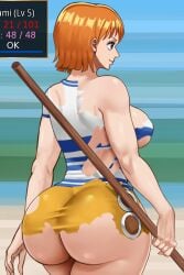 1girls female female_only huge_ass miniskirt nami_(one_piece) one_piece pawgverse pinkpawg tagme