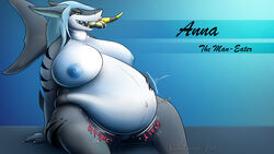 anna_(orcasanddragons) anthro belly big_belly big_breasts breasts female fish marine nipples orcasanddragons overweight shark solo_focus stomach_noises vore