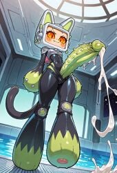 1futa ai ai_generated alien alien_futa anthro barbed_penis big_penis blush bodily_fluids clothing domestic_cat erection eyebrows eyelashes felid feline felis full_body_suit futa_only futanari genitals green_clothing hi_res huge_cock hyper hyper_genitalia hyper_penis intersex machine oban_star-racers object_head para-dice penis pupils robot screen screen_face screen_head slit_pupils solo solo_futa spiked_penis television television_screen tv tv_face tv_head tv_screen tv_woman tvwoman vein veiny_penis white_fur wide_hips yellow_sclera