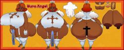 angel breasts dark-skinned_female dark_skin female huge_ass huge_breasts orange_hair original_character reference_image swhotdog