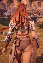 1girls 3d accurate_art_style aloy animated animated_gif ass back_view bow_(weapon) faith103 female game_mod horizon_forbidden_west horizon_zero_dawn mod nude_mod official_style orange_hair panties red_hair screenshot walk_cycle walking weapon