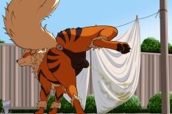 animal_genitalia anus arcanine backsack balls bodily_fluids canid canine canine_genitalia digital_media_(artwork) fangs feet feral feral_peeing fully_sheathed fur furry generation_1_pokemon genital_fluids genitals hi_res lycadio male male_only male_peeing mammal nintendo no_humans outside pawpads paws peeing peeing_outside pokemon pokemon_(species) raised_leg raised_tail sheath solo solo_male spread_legs spreading tail teeth toes urine urine_stream watersports