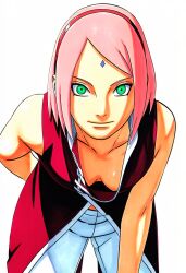 accurate_art_style accurate_body_type accurate_proportions ai_generated bending_forward boruto:_naruto_next_generations cleavage cleavage_cutout clothed clothed_female female female_only manga_style naruto naruto_(series) sakura_haruno ㅇㅇ