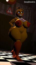 toy chica (fnaf) from five nights at freddy's by deepbluearts