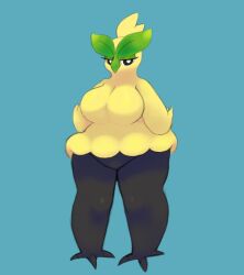 anthro artesjsc big_breasts blue_background breasts browt cleavage female furry game_freak generation_10_pokemon habrow huge_breasts nintendo pokemon pokemon_(species) pokemon_ww tagme thick_thighs wide_hips