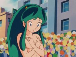 1girls 80s accurate_art_style animated animated_gif blue_eyes breasts canonical_scene demon_girl female green_hair horns humanoid long_hair lum monster_girl nipples oni oni_girl oni_horns pale-skinned_female pale_skin pointy_ears princess screencap screenshot small_breasts urusei_yatsura