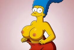 ai_generated animated ass big_breasts breasts female marge_simpson smiling tagme the_simpsons undressing video