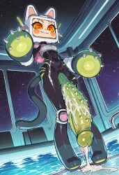 1futa ai ai_generated alien alien_futa anthro barbed_penis big_penis blush bodily_fluids clothing domestic_cat erection eyebrows eyelashes felid feline felis full_body_suit futa_only futanari genitals green_clothing hi_res huge_cock hyper hyper_genitalia hyper_penis intersex machine oban_star-racers object_head para-dice penis pupils robot screen screen_face screen_head slit_pupils solo solo_futa spiked_penis television television_screen tv tv_face tv_head tv_screen tv_woman tvwoman vein veiny_penis white_fur wide_hips yellow_sclera