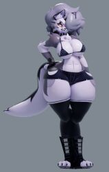 1girls 3d anthro big_breasts hellhound helluva_boss looking_at_viewer loona_(helluva_boss) rabbdo shorts tail thick_thighs