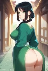 ... 1girls ai_generated ass ass_focus avatar_the_last_airbender big_ass big_breasts braided_twintails breasts fat_ass female female_only green_eyes huge_ass jin_(avatar) light-skinned_female looking_at_viewer looking_back medium_breasts solo thick_ass thick_thighs