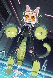 1futa ai ai_generated alien alien_futa anthro barbed_penis big_penis blush bodily_fluids clothing domestic_cat erection eyebrows eyelashes felid feline felis full_body_suit futa_only futanari genitals green_clothing hi_res huge_cock hyper hyper_genitalia hyper_penis intersex machine oban_star-racers object_head para-dice penis pupils robot screen screen_face screen_head slit_pupils solo solo_futa spiked_penis television television_screen tv tv_face tv_head tv_screen tv_woman tvwoman vein veiny_penis white_fur wide_hips yellow_sclera