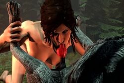 3d animated balls blueberg breasts brown_hair canine canine_penis deepthroat fellatio female human interspecies knot knotted knotting lara_croft lara_croft_(survivor) male nipples no_sound oral oral_knotting penis source_filmmaker straight testicles throat_barrier tomb_raider tomb_raider_(survivor) uncensored video wolf zoophilia