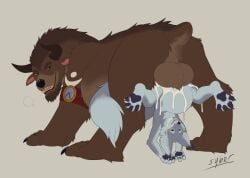 4_toes anthro anthro_on_bottom anthro_penetrated balls barefoot bear big_balls big_belly blizzard_entertainment bodily_fluids bovid bovine braldon_steelhorn brown_balls canid canine cattle cock_hanging cum cum_drip cum_from_vagina cum_in_pussy cum_in_vagina cum_inside cum_on_balls cum_on_belly cum_on_body cum_on_chest cum_on_face cum_on_leg cum_on_self cumflated_belly cumflation cuntboy cuntboy/male cuntboy_on_bottom cuntboy_penetrated dripping druid duo equine_genitalia excessive_cum feet feral feral_on_anthro feral_on_top feral_penetrating feral_penetrating_anthro fox fur genital_fluids genitals hindpaw horn huge_balls inflation intersex intersex/male intersex_on_bottom intersex_penetrated interspecies knot_hanging knotting_position larger_feral larger_male leaking_cum looking_at_another looking_at_partner looking_back looking_back_at_another looking_back_at_partner magic_user male male_on_top male_penetrating male_penetrating_cuntboy male_penetrating_intersex mammal on_bottom on_top pawpads paws penetration penile penile_penetration penis penis_in_vagina pussy romantic romantic_couple sex sheath simple_background sirius_(sirpori) size_difference smaller_anthro smaller_penetrated soles stuck_together suspended_by_penis syberfab tail tauren tauren_(feral) toes tribal_spellcaster ursine vaginal_penetration vulpera warcraft zoophilia