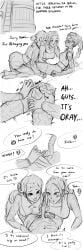 1futa 2girls 3girls blush bulge bulge_through_clothing cowgirl_position female futanari girls_only intersex kpop kpop_demon_hunters kpop_girl mira_(kpop_demon_hunters) penis rubbing rubbing_penis rumi_(kpop_demon_hunters) text text_bubble the_blue_din00 threesome touching_penis tremble_lines tremble_spikes trembling trembling_for_pleasure yuri zoey_(kpop_demon_hunters)