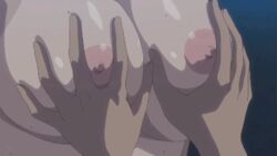 1boy animated areolae breast_grab breasts duo female groping huge_breasts human large_breasts male nipple nipples nude soushisouai_note soushisouai_note_the_animation