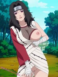 1girls ai_generated areolae bandage bandaged_arm bandages big_breasts bishojocraft black_hair breasts breasts_out breasts_outside busty clothed clothed_female clothing detached_sleeves eyeshadow female female_only fishnet fishnet_shirt forehead_protector forest headband hi_res high_resolution highres hourglass_figure huge_breasts kimono konohagakure_symbol kurenai_yuhi large_breasts light-skinned_female light_skin lipstick long_hair looking_at_viewer makeup mascara mature mature_female milf naruto naruto_(classic) naruto_(series) naruto_shippuden no_bra one_breast_out outdoors painted_nails pinup pose posing presenting presenting_breasts red_eyes red_lips red_lipstick shirt shounen_jump smile smiling smiling_at_viewer solo toned toned_female undressing upper_body voluptuous wide_hips yuuhi_kurenai