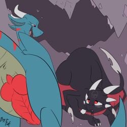 2019 2_horns activision animal_genitalia animal_penis back_wings black_body black_cum blade bodily_fluids cave cheek_spikes claws colored_cum countershade_torso countershading cum cum_drip cum_from_mouth cum_in_mouth cum_inside cynder dragon dragoviir dripping duo erection european_mythology facial_spikes female feral feral_on_feral fuf genital_fluids genitals grey_body heart_symbol hi_res horn inside knot larger_male looking_at_another looking_at_partner male male/female membrane_(anatomy) membranous_wings multicolored_body mythological_creature mythological_scalie mythology penis quadruped red_body red_countershading red_eyes scalie size_difference smaller_female spikes spikes_(anatomy) spyro_the_dragon standing tail tail_blade tan_body tan_countershading tongue two_tone_body unusual_bodily_fluids unusual_cum unusual_genital_fluids weapon_tail western_dragon wings