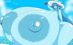 blue_body blue_hair blue_nipples blue_skin cat_ears cat_girl catgirl feline feline_humanoid heart-shaped_pupils huge_breasts hyper_breasts minto_chan_(sinhekiminto) sinhekiminto