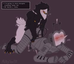 anal bird bird_feet cum deltarune deltarune_chapter_2 deltarune_chapter_3 furry gay milkytea33 open_mouth robot swatch_(deltarune) tail tenna_(deltarune) tv_head