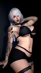 1girls 3d 4k areola_slip areolae armpit_hair armpits belly big_breasts black_lipstick black_nails blacked blue_eyes bra breast_squeeze breasts breasts_bigger_than_head bridge_piercing chromatic_aberration collar crashbanditkut ear_piercing earrings female female_focus fishnet_armwear fishnet_legwear fishnets goth goth_girl hair hairy hi_res high_resolution highres huge_breasts light-skinned_female light_skin lip_piercing lips looking_at_viewer makeup medium_hair nail_polish nails navel navel_piercing nier nier:_automata nier_(series) nose_piercing piercing punk punk_girl qos qos_tattoo queen_of_spades queen_of_spades_symbol queen_of_spades_tattoo ring ring_piercing rings septum_piercing short_hair shorts solo spade_tattoo spiked_collar thick thick_thighs thighs tight_bra tight_clothing video_game_character video_games virt-a-mate virtamate voluptuous white_hair yorha_2b