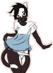 <3_eyes anthro brown_eyes cheek_tuft clothing feline girly heart jenny male mammal pajamas panties penis tuft underwear