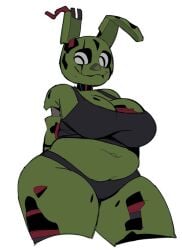 1girl animatronic_female artiah669 big_thighs big_titties black_panties black_tank_top bunny_ears bunny_nose chubby_female decrepit exposed_wires fat_ass female five_nights_at_freddy's five_nights_at_freddy's_3 fleshpie669 fnaf genderswap gilf green_fur green_skin juicy_ass looking_down missing_ear mon_pubis older_female one_ear_down rabbit_girl robot_girl rotting rule_63 scars_all_over serial_killer smiling springtrap white_eyes zombie zombie_girl
