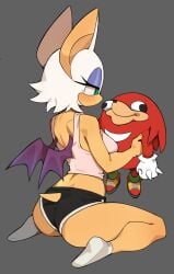 1girls bat_ears bat_girl bat_wings big_breasts breasts busty cleavage curvy female flowerpigeon73 green_eyes hips nearly_nude purple_eyeshadow rouge_the_bat sonic_(series) sonic_the_hedgehog_(series) thick_thighs thong ugandan_knuckles white_fur