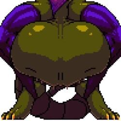 animated animated_image balls bouncing bouncing_balls cock_vore detailed_bulge green_skin huge_balls hyper hyper_balls male penis pixel pixel_animation pixel_art same_size_vore spazman video vore