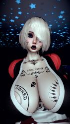1girls 3d 4k belly big_breasts big_lips black_eyeshadow black_lipstick blacked blue_eyes breasts breasts_bigger_than_head chromatic_aberration close-up collar costume crashbanditkut eyeliner eyeshadow female female_focus hair hi_res high_resolution highres light-skinned_female light_skin lips lipstick looking_at_viewer makeup medium_hair nails navel navel_piercing nier nier:_automata nier_(series) one_eye_covered qos qos_tattoo queen_of_spades queen_of_spades_symbol queen_of_spades_tattoo short_hair snowbunny solo spade_tattoo sperm_cell sperm_cell_tattoo video_game_character video_games virt-a-mate virtamate white_hair yorha_2b