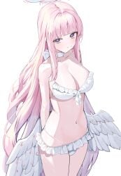 2d_(artwork) anime_style artist_request bad_source bathing_suit bikini blue_archive blush blushing breasts embarrassed female g-string medium_breasts mika_(blue_archive) pink_hair source_request tagme underwear underwear_only