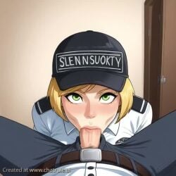ai_generated blonde_female blonde_hair blowjob deepthroat eye_contact fellatio huge_cock male/female no_sound oral oral_sex penis pov pov_male secutiry_guard sucking sucking_penis tagme vanessa vanessa_(fnaf) video