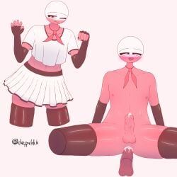 anal anal_sex black_gloves black_stockings clothing cock countryhumans countryhumans_boy cum cum_drip cum_in_ass deffikkk dick eye_closed femboy gloves legwear male nipples nude nude_male oiled oiled_skin open_mouth penis poland_(countryhumans) red_body red_eyes red_skin red_tie sex skirt stockings thighhighs tie topwear white_skirt